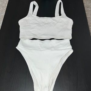 Aerie ribbed white bikini